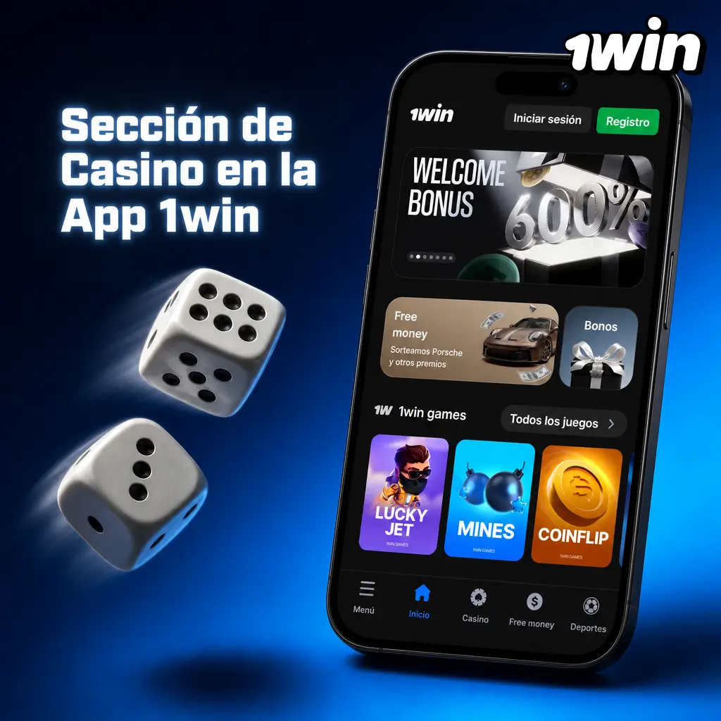 Sección de Casino en la App 1win