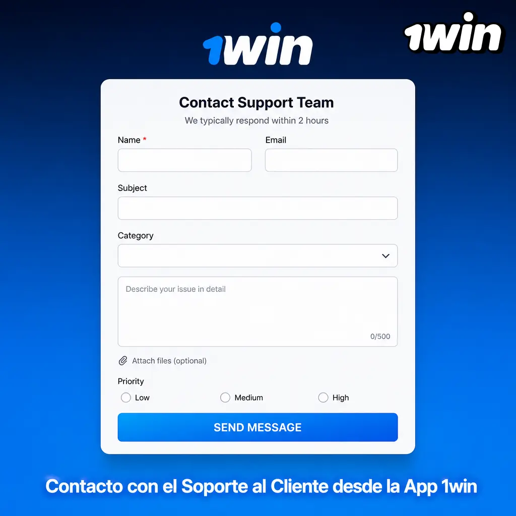 Contacto con el Soporte al Cliente desde la App 1win